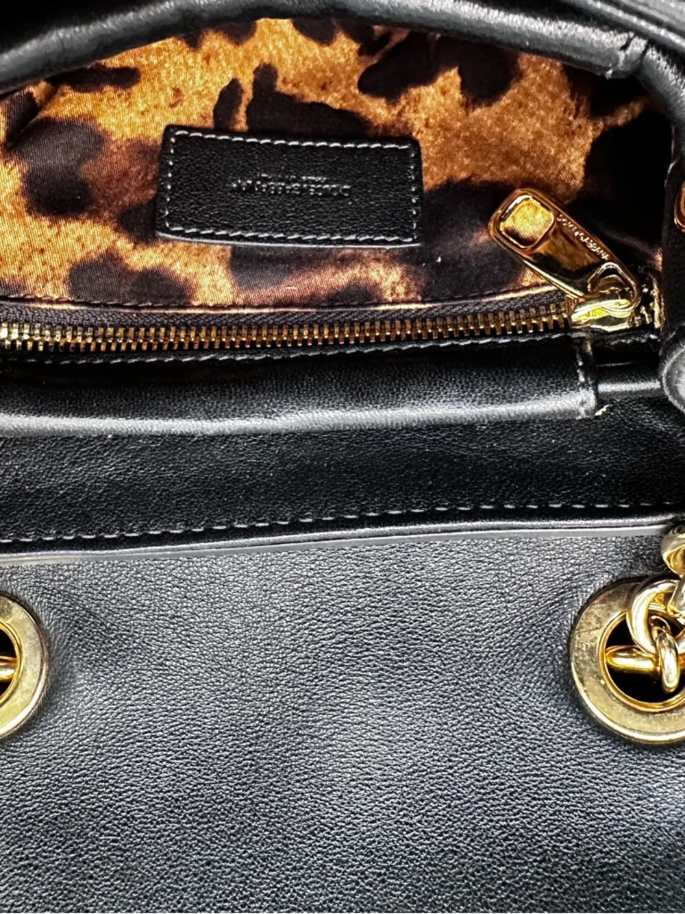 Dolce & Gabbana Black Leather Top-Handle Bag with Gold Lock - Picture 5 of 8